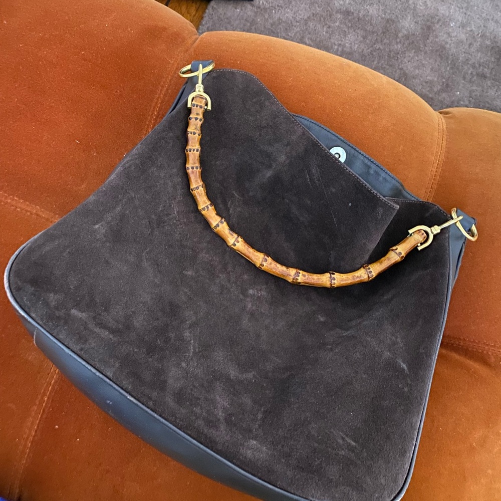 Brown suede Gucci bag